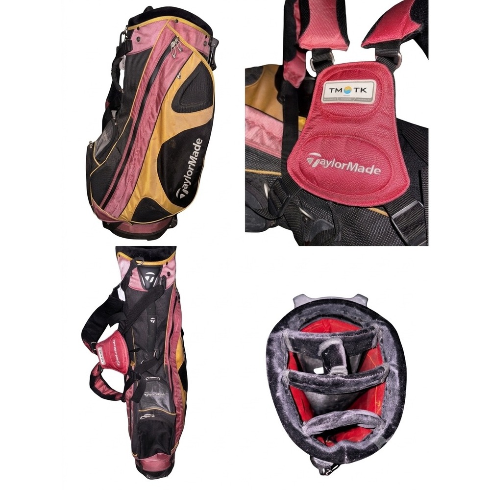TaylorMade TMTK Golf Stand Bag Pink Yellow Black Dual Strap Carry Bag 6-Way Top